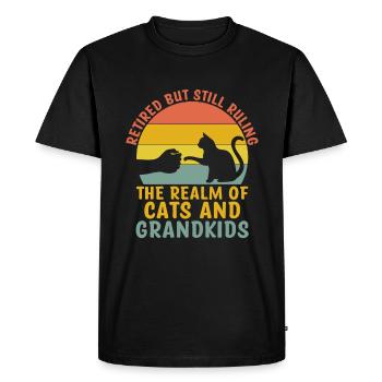 Amoureux des chats Grand-mère retraitée Retraité Propriétaire de chat Chat - T-shirt Premium bio Homme - noir - Devant - Nico (187cm)