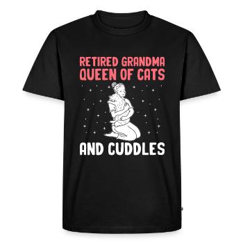 Amoureux des chats Grand-mère retraitée Retraité Propriétaire de chat Chat - T-shirt Premium bio Homme - noir - Devant - Nico (187cm)