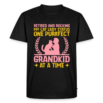 Amoureux des chats Grand-mère retraitée Retraité Propriétaire de chat Chat - T-shirt Premium bio Homme - noir - Devant - Nico (187cm)