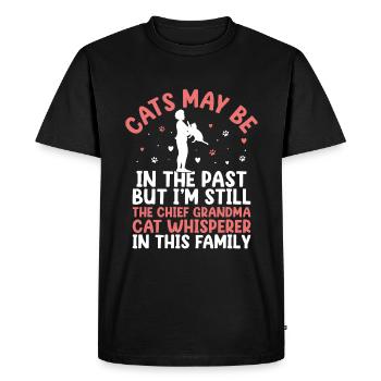 Amoureux des chats Grand-mère retraitée Retraité Propriétaire de chat Chat - T-shirt Premium bio Homme - noir - Devant - Nico (187cm)