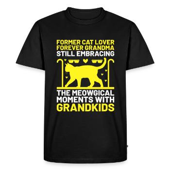 Amoureux des chats Grand-mère retraitée Retraité Propriétaire de chat Chat - T-shirt Premium bio Homme - noir - Devant - Nico (187cm)
