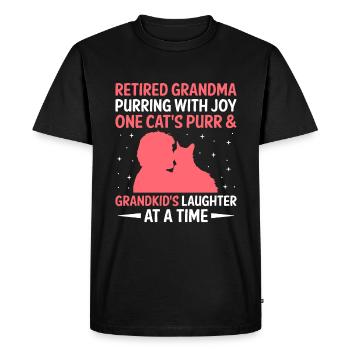 Amoureux des chats Grand-mère retraitée Retraité Propriétaire de chat Chat - T-shirt Premium bio Homme - noir - Devant - Nico (187cm)