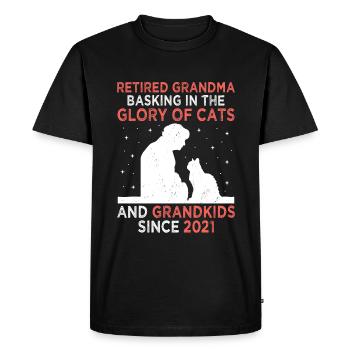 Amoureux des chats Grand-mère retraitée Retraité Propriétaire de chat Chat - T-shirt Premium bio Homme - noir - Devant - Nico (187cm)