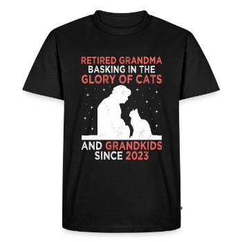 Amoureux des chats Grand-mère retraitée Retraité Propriétaire de chat Chat - T-shirt Premium bio Homme - noir - Devant - Nico (187cm)
