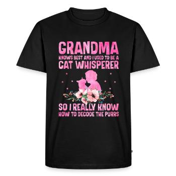Amoureux des chats Grand-mère retraitée Retraité Propriétaire de chat Chat - T-shirt Premium bio Homme - noir - Devant - Nico (187cm)