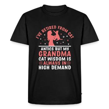 Amoureux des chats Grand-mère retraitée Retraité Propriétaire de chat Chat - T-shirt Premium bio Homme - noir - Devant - Nico (187cm)