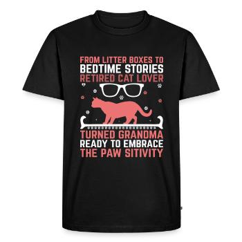 Amoureux des chats Grand-mère retraitée Retraité Propriétaire de chat Chat - T-shirt Premium bio Homme - noir - Devant - Nico (187cm)