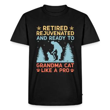 Amoureux des chats Grand-mère retraitée Retraité Propriétaire de chat Chat - T-shirt Premium bio Homme - noir - Devant - Nico (187cm)