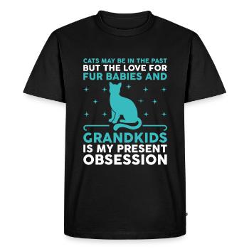 Amoureux des chats Grand-mère retraitée Retraité Propriétaire de chat Chat - T-shirt Premium bio Homme - noir - Devant - Nico (187cm)