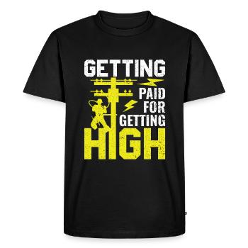 Être payé pour se défoncer - - T-shirt Premium bio Homme - noir - Devant - Nico (187cm)
