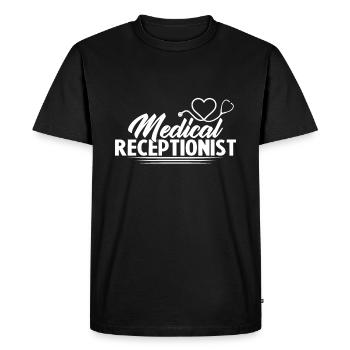 Réceptionniste médicale Cadeau réceptionnist - T-shirt Premium bio Homme - noir - Devant - Nico (187cm)