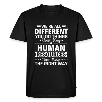 Les ressources humaines de la bonne façon - Gestion des ressources humaines - T-shirt Premium bio Homme - noir - Devant - Nico (187cm)