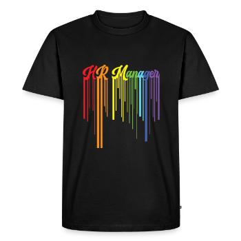 Retro HR Manager Rainbow Text - HR Management - Men's Premium Organic T-Shirt - black - Front - Nico (187cm)