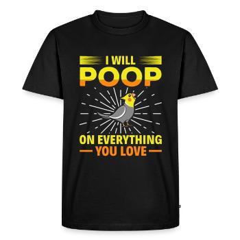 Méfiez-vous du Fluffy One - Cockatiel - T-shirt Premium bio Homme - noir - Devant - Nico (187cm)