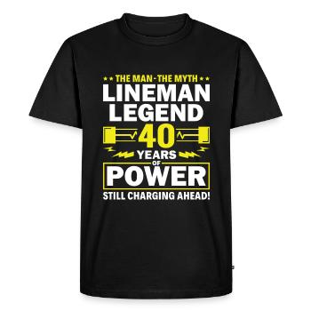 Lineman Legend - Celebrating 40 Years of Power! - Men's Premium Organic T-Shirt - black - Front - Nico (187cm)