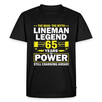 Légende des monteurs de lignes - Célébrons 65 ans de pouvoir! - T-shirt Premium bio Homme - noir - Devant - Nico (187cm)