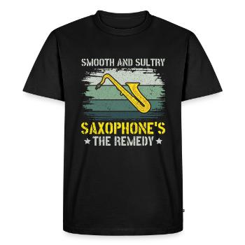 Smooth & Sultry Saxophone's the Remedy - Jazz - Men's Premium Organic T-Shirt - black - Front - Nico (187cm)