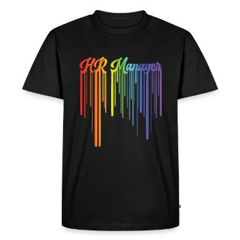 Retro HR Manager Rainbow Text - HR Management - Men's Premium Organic T-Shirt - black - Front - Nico (187cm)