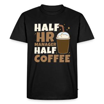 Moitié responsable RH Moitié café - Gestion RH - T-shirt Premium bio Homme - noir - Devant - Nico (187cm)