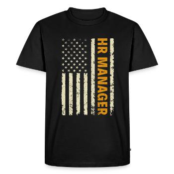 Responsable RH American Flag USA - Gestion RH - T-shirt Premium bio Homme - noir - Devant - Nico (187cm)