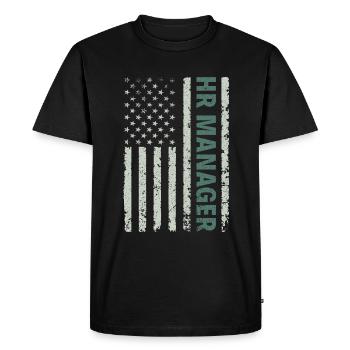 Responsable RH American Flag USA - Gestion RH - T-shirt Premium bio Homme - noir - Devant - Nico (187cm)