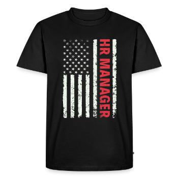 Responsable RH American Flag USA - Gestion RH - T-shirt Premium bio Homme - noir - Devant - Nico (187cm)