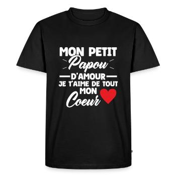 Mon petit papou d'amour je t'aime Cadeau Papou - T-shirt Premium bio Homme - noir - Devant - Nico (187cm)