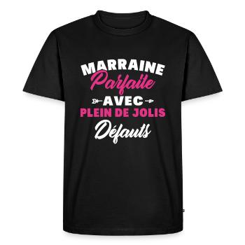 Marraine parfaite avec plein de jolis défauts - T-shirt Premium bio Homme - noir - Devant - Nico (187cm)