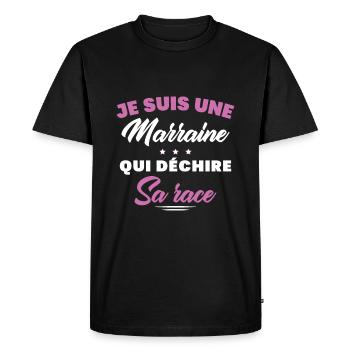 Je suis une marraine qui déchire sa race t-shirt - T-shirt Premium bio Homme - noir - Devant - Nico (187cm)