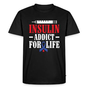 Insulin Addict for Life - Diabetic Type 1 - Men's Premium Organic T-Shirt - black - Front - Nico (187cm)