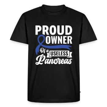 Fier propriétaire d’un pancréas inutile - Diabétiques - T-shirt Premium bio Homme - noir - Devant - Nico (187cm)