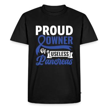 Fier propriétaire d’un pancréas inutile - Diabétiques - T-shirt Premium bio Homme - noir - Devant - Nico (187cm)