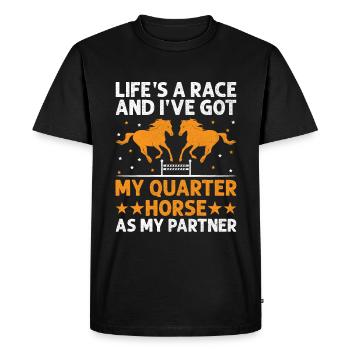 Quarter Horse Américain Équitation Horse Lover Hors - T-shirt Premium bio Homme - noir - Devant - Nico (187cm)