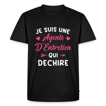 Agente d'Entretien qui déchire Idée Cadeau - T-shirt Premium bio Homme - noir - Devant - Nico (187cm)
