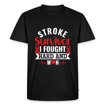Stroke Survivor: I Fought Hard and Won - - Men's Premium Organic T-Shirt - black - Front - Nico (187cm)