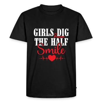 Les filles creusent le demi-sourire - AVC - T-shirt Premium bio Homme - noir - Devant - Nico (187cm)