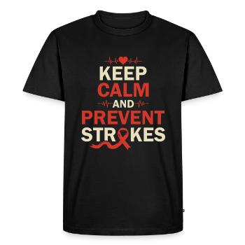 Restez calme et prévenez les accidents vasculaires cérébraux - Schlaganfall - T-shirt Premium bio Homme - noir - Devant - Nico (187cm)