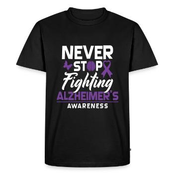 N’arrêtez jamais de vous battre - Sensibilisation à la maladie d’Alzheimer Démence - T-shirt Premium bio Homme - noir - Devant - Nico (187cm)