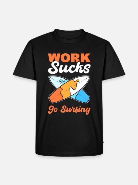 Surfbrett Surflehrer - Männer Premium Bio T-Shirt - Schwarz