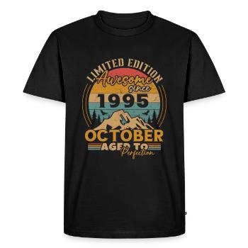 Original octobre 1995 vintage anniversaire 1995 - T-shirt Premium bio Homme - noir - Devant - Nico (187cm)