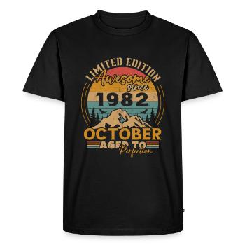 Original octobre 1982 vintage anniversaire 1982 - T-shirt Premium bio Homme - noir - Devant - Nico (187cm)