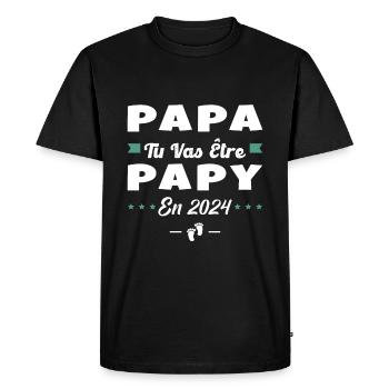 Futur Grand Père Papa Tu Vas Être Papy 2024 - T-shirt Premium bio Homme - noir - Devant - Nico (187cm)