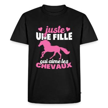 Juste une fille qui aime les chevaux humour - T-shirt Premium bio Homme - noir - Devant - Nico (187cm)