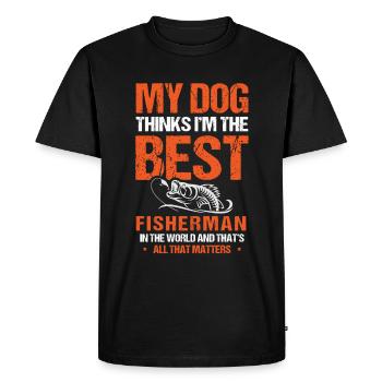 Propriétaires de chiens de pêche Amoureux des chiens Entonnoir de pêche parfait - T-shirt Premium bio Homme - noir - Devant - Nico (187cm)
