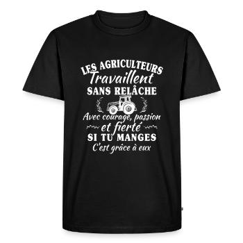 Les agriculteurs travaillent sans relâche - cadeau - T-shirt Premium bio Homme - noir - Devant - Nico (187cm)