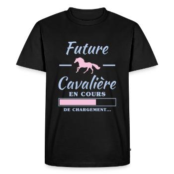 future cavalière - spécial maternité - T-shirt Premium bio Homme - noir - Devant - Nico (187cm)