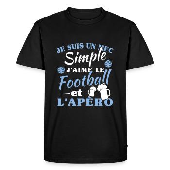 Un mec simple, football et apéro - T-shirt Premium bio Homme - noir - Devant - Nico (187cm)