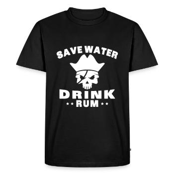 Économiser de l’eau, boire du rhum - T-shirt Premium bio Homme - noir - Devant - Nico (187cm)