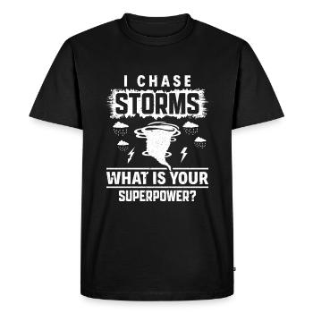 Penser aux tornades - Storm Chasing Tornadoes - T-shirt Premium bio Homme - noir - Devant - Nico (187cm)