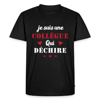 je suis une collègue qui déchire / humour femme - T-shirt Premium bio Homme - noir - Devant - Nico (187cm)